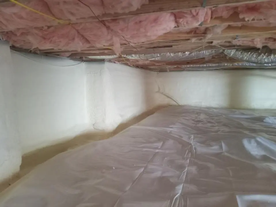 Crawl space encapsulation with closed-cell spray foam for Metal Roof Coating in Clinton